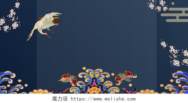 蓝色古风背景古典背景中国风背景模板